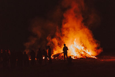 Bonfire against sky at night