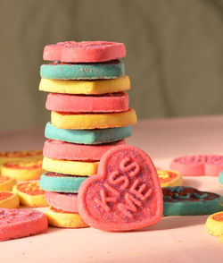 Stack of heart shape valentine cookies