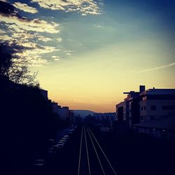 Railroad track at sunset