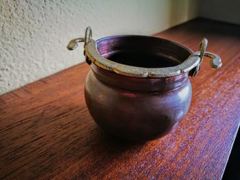 High angle view of drink on table