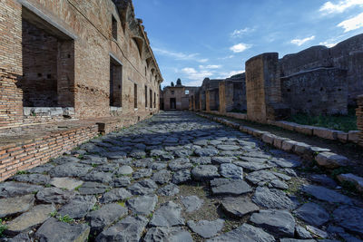 Ostia antica, overview of the archaeological park with the excavation areas, the roman necropolis.