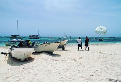 View of people on beach