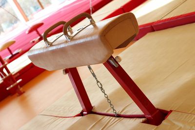 High angle view of shopping cart on table