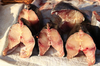 High angle view of fruits on table