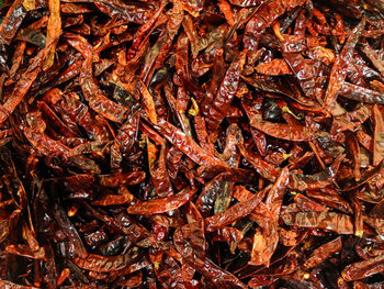 Full frame shot of dried chili peppers