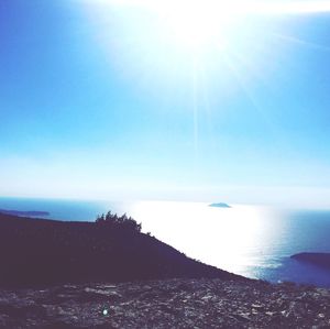 Scenic view of sea against sky on sunny day