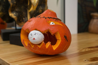 Close-up of pumpkin on table