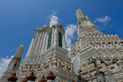 Low angle view of traditional building against blue sky