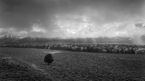 Scenic view of land against sky