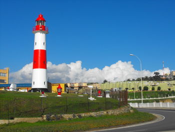 Lighthouse against blue sky
