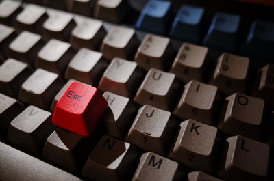 High angle view of computer keyboard