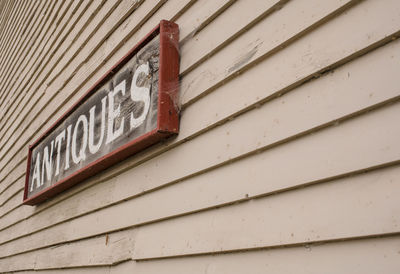 Close-up of text on wall