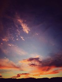 Low angle view of dramatic sky during sunset