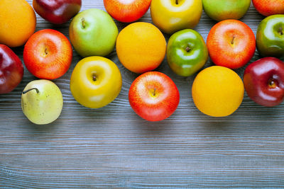 High angle view of colorful tomatoes