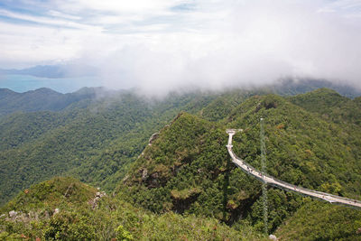 High angle view of mountain road against sky
