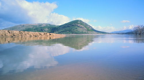 Scenic view of lake against sky