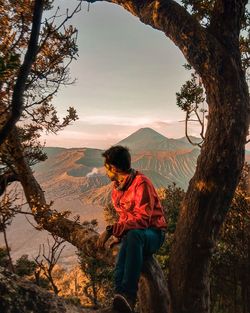 Man looking at mountain view