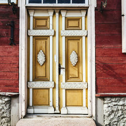 View of carved closed door