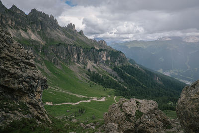 Scenic view of landscape and mountains against sky