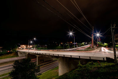 Railroad tracks at night