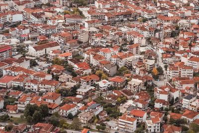 High angle view of buildings in city