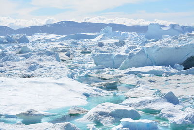 Aerial view of frozen landscape