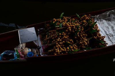 High angle view of vegetables for sale in market