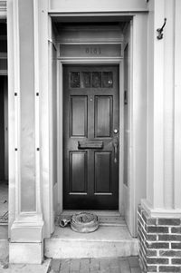 Closed door of building