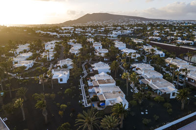 High angle view of townscape against sky