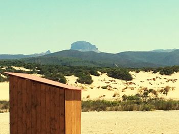 Scenic view of mountains against clear sky