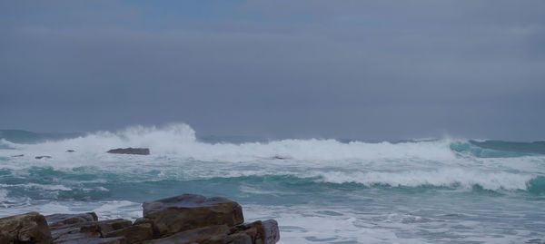 Breakwater on the south atlantic coast at boulders beach