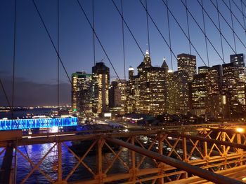 Illuminated buildings in city at night