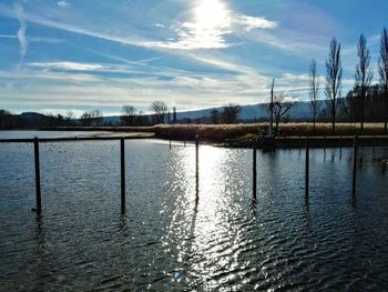 Scenic view of lake against sky