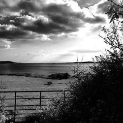 Scenic view of sea against cloudy sky