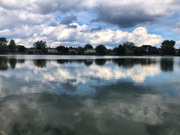 Scenic view of lake against sky