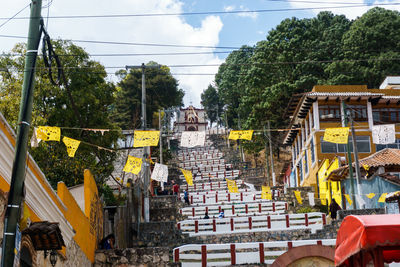 Graffiti on built structure against sky