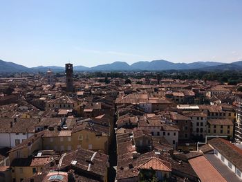 High angle view of townscape against sky