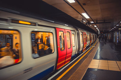Train at railroad station platform