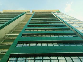 Low angle view of skyscraper against clear sky