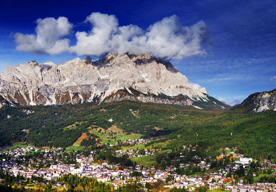 Scenic view of rocky mountains against sky