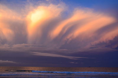 Scenic view of sea against sky at sunset