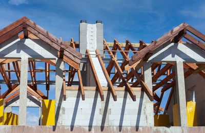 Low angle view of buildings against sky