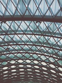 Low angle view of metal ceiling