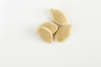 High angle view of ice cream over white background