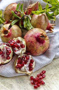 Close-up of pomegranate still life on table