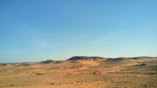 Scenic view of landscape against clear blue sky