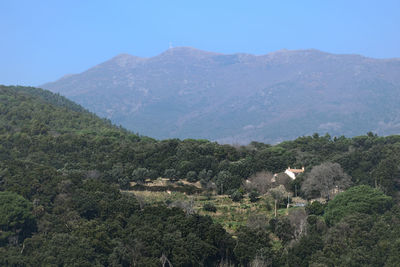 Scenic view of mountains against clear sky