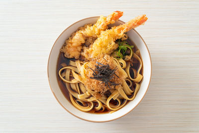 Directly above shot of food in bowl on table