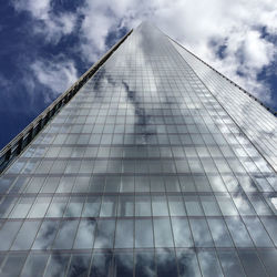 Low angle view of modern building against sky