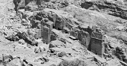 High angle view of rock formations on landscape